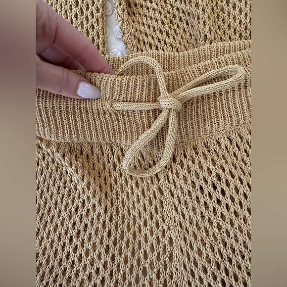 WEWOREWHAT Gold Open Knit Wide Leg Pants M - Picture 7 of 10